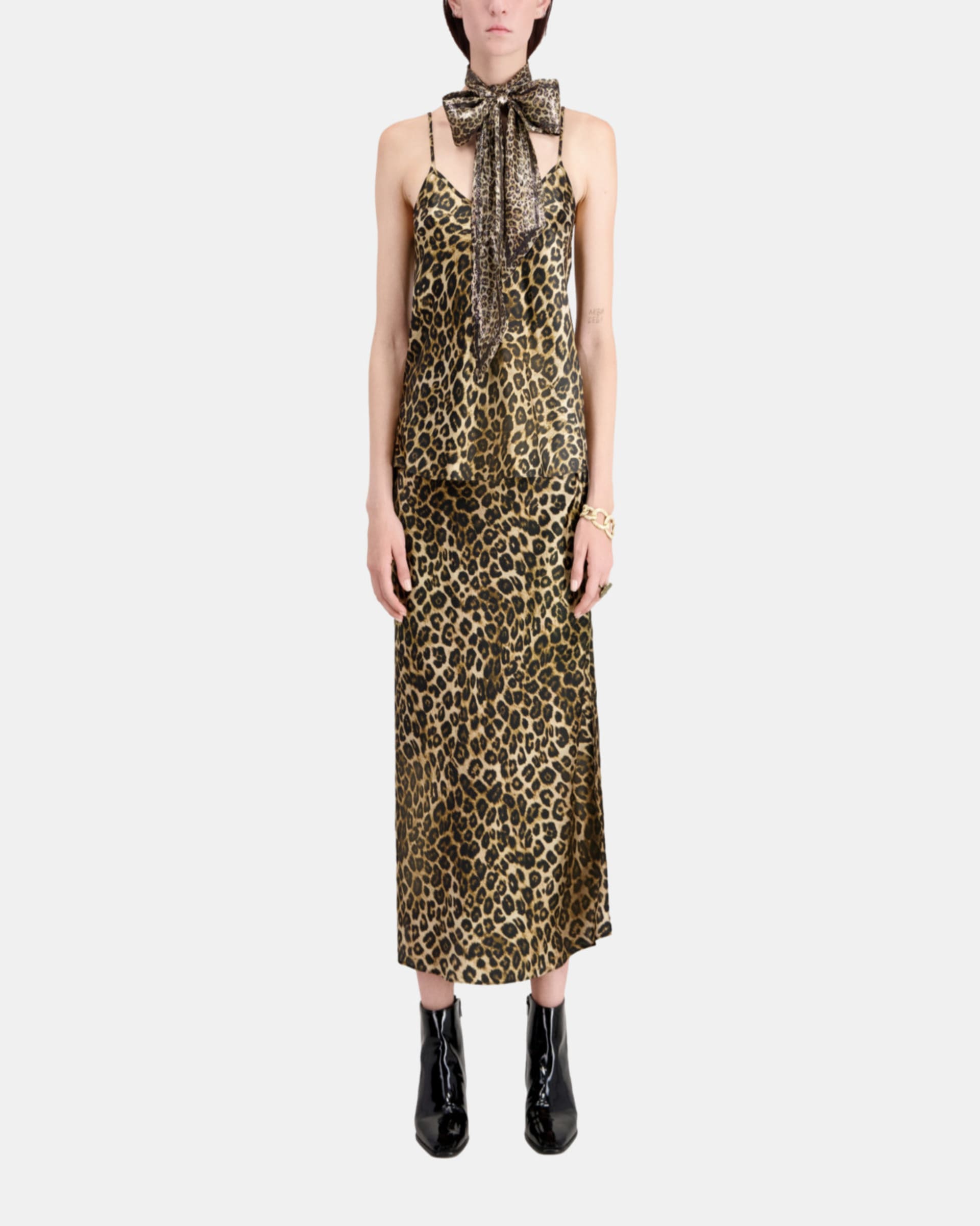 Leopard print silk camisole