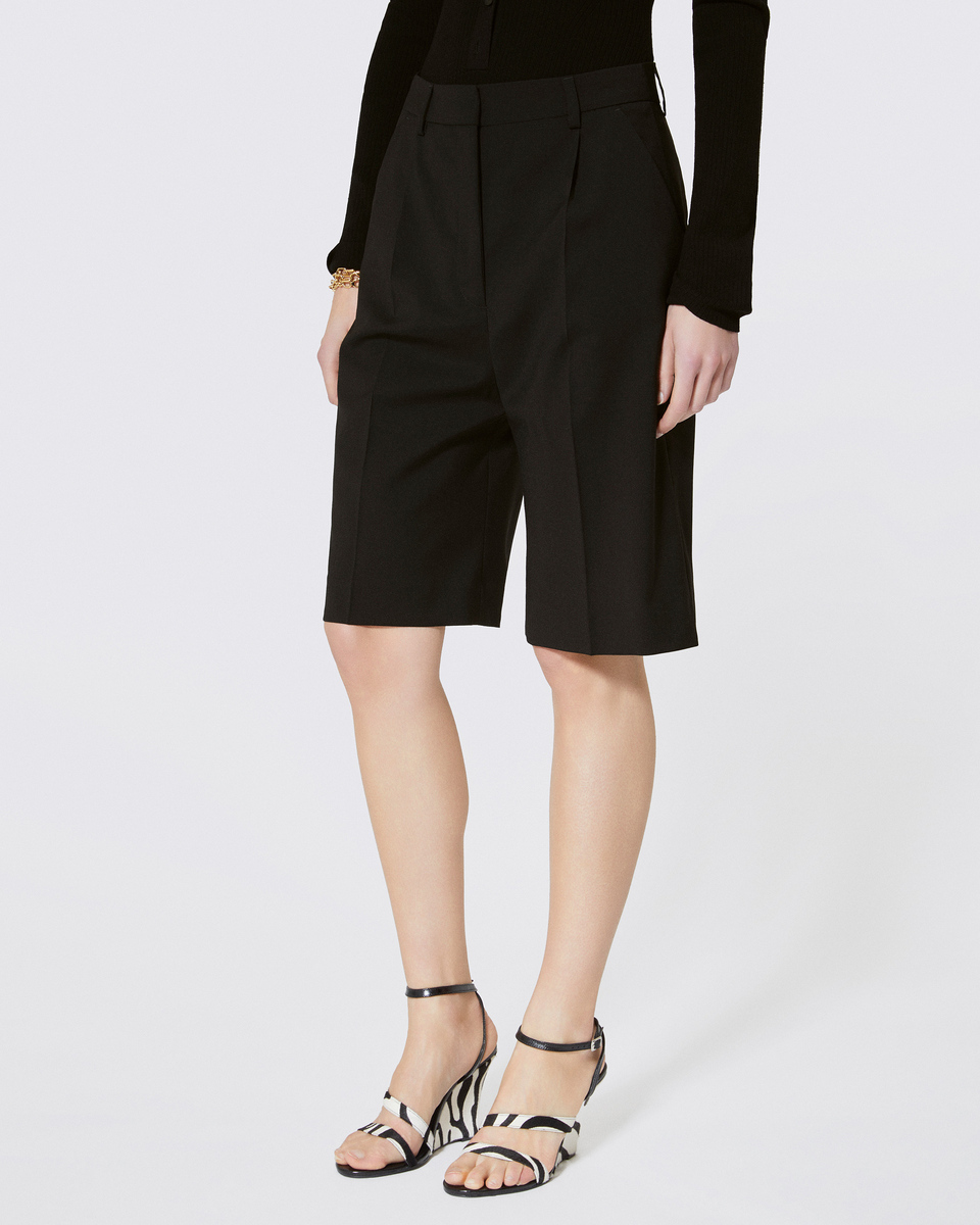 Black wool Bermuda shorts