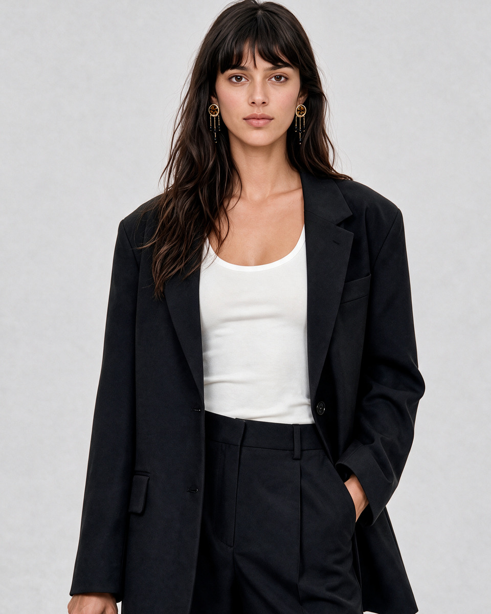 Oversized suit jacket in black wool