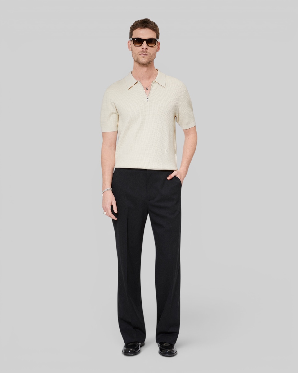 Beige polo-neck zip sweater