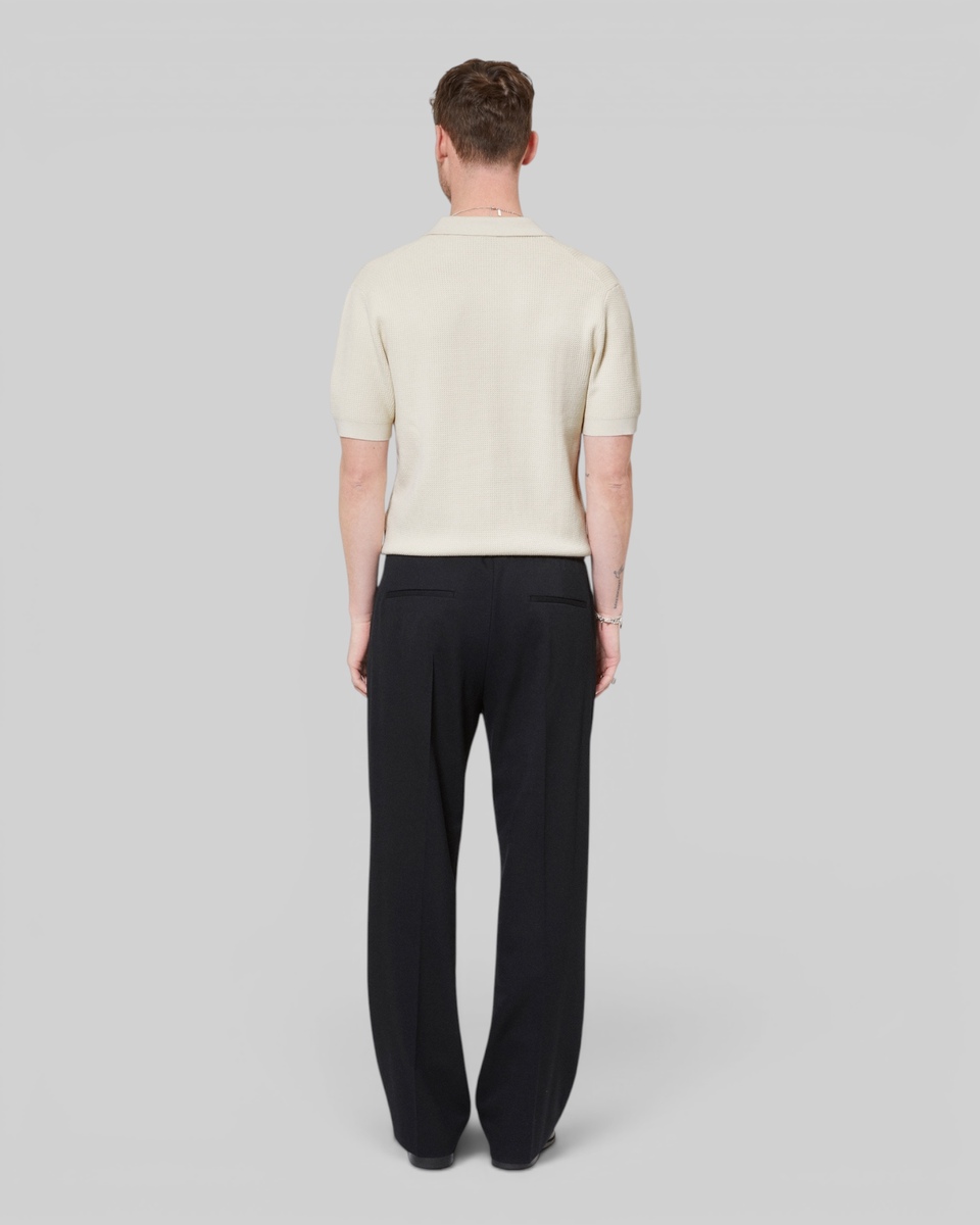 Beige polo-neck zip sweater