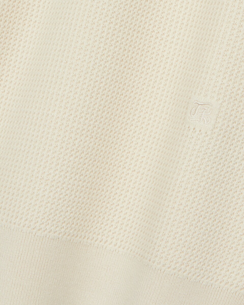 Beige polo-neck zip sweater