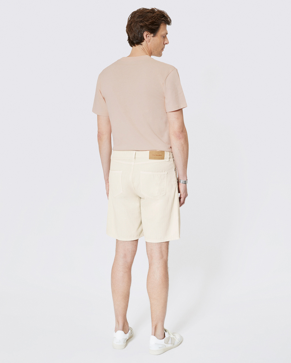 Denim shorts in ecru herringbone