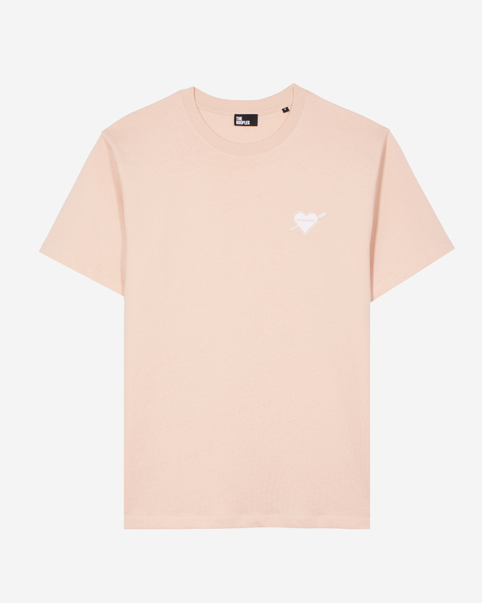T-shirt with pink heart flock