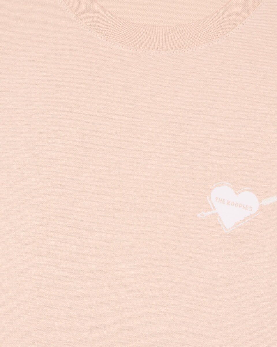 T-shirt with pink heart flock