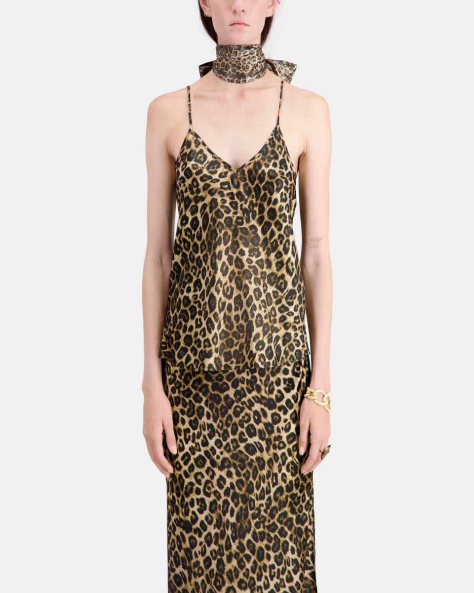 Leopard print silk camisole