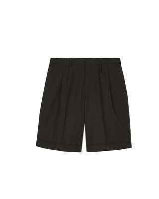 Black wool Bermuda shorts