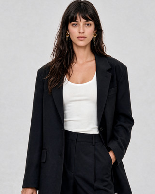 Oversized suit jacket in black wool