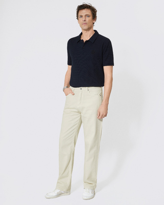 Straight jeans with off-white herringbone pattern
