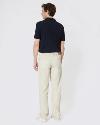 Straight jeans with off-white herringbone pattern