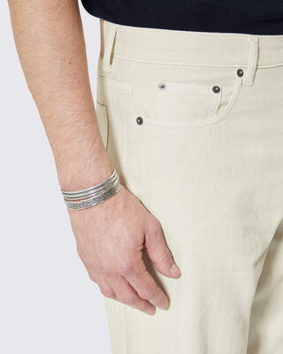 Straight jeans with off-white herringbone pattern