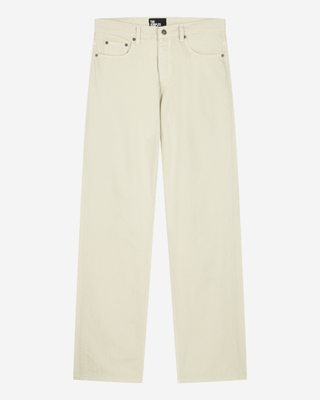 Straight jeans with off-white herringbone pattern