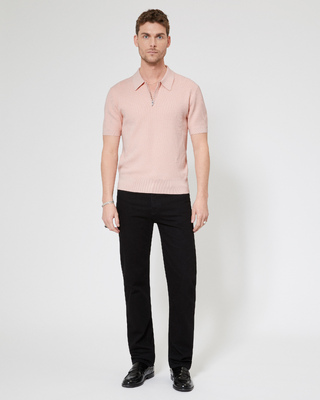 Pink polo-neck zip sweater