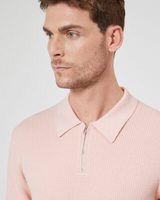 Pink polo-neck zip sweater