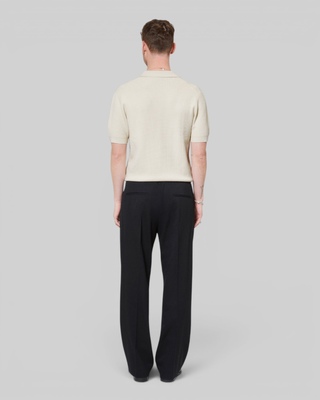 Beige polo-neck zip sweater