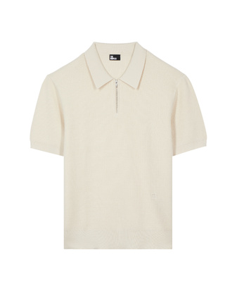 Beige polo-neck zip sweater