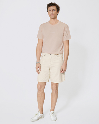 Denim shorts in ecru herringbone