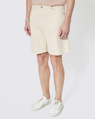 Denim shorts in ecru herringbone
