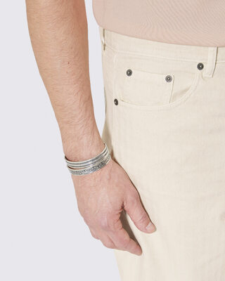 Denim shorts in ecru herringbone