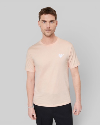 T-shirt with pink heart flock