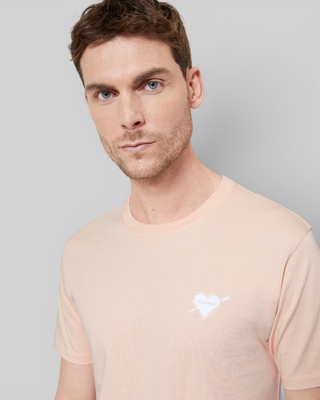 T-shirt with pink heart flock