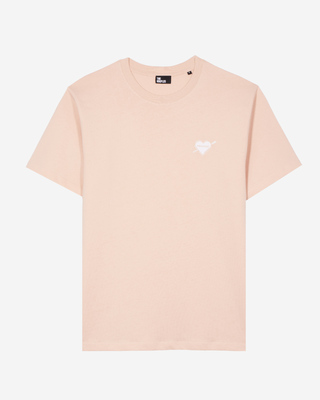 T-shirt with pink heart flock