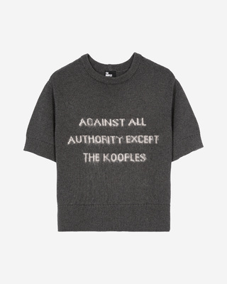 Short sleeved screen printed sweater