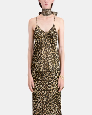 Leopard print silk camisole