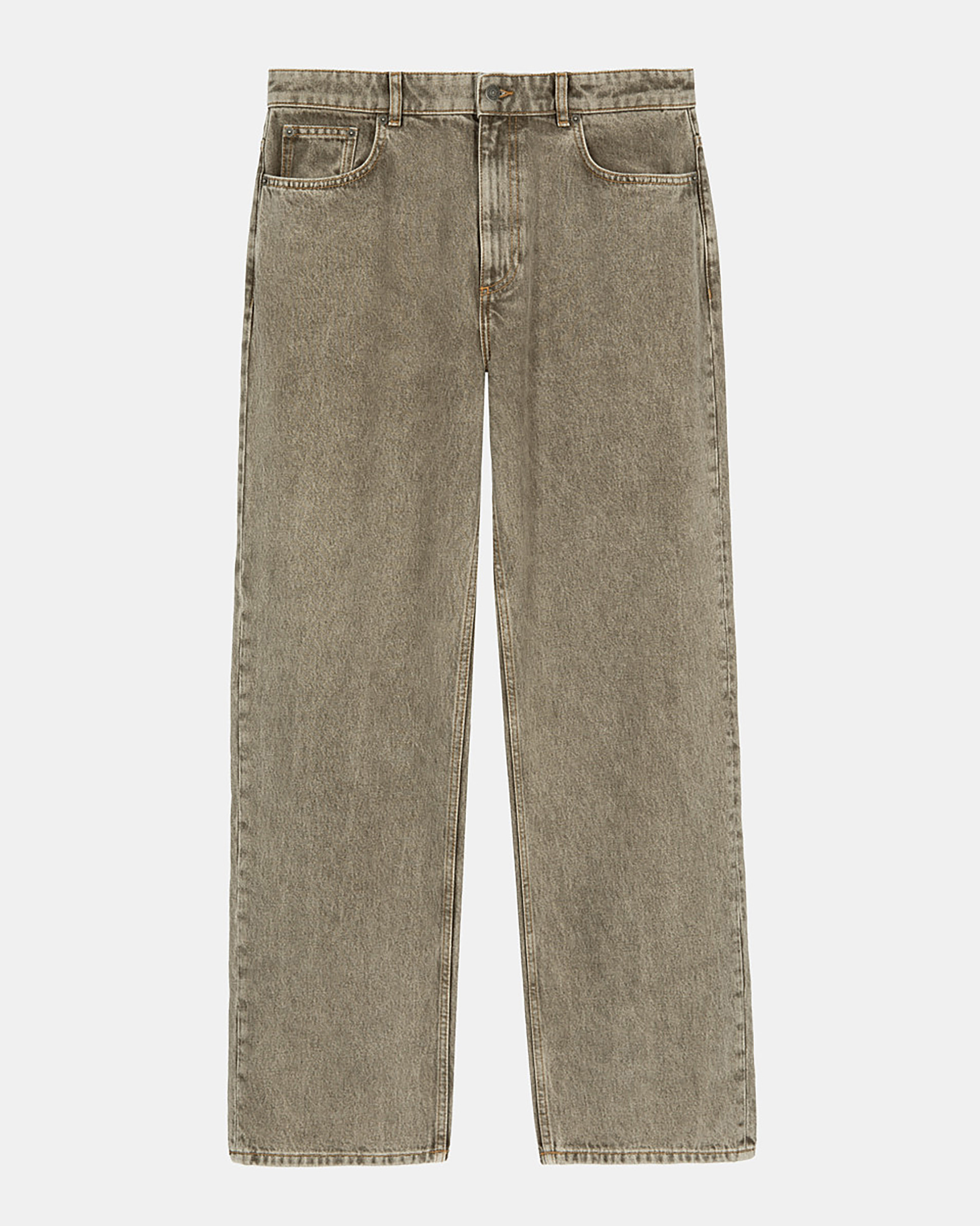 Straight-cut olive jeans