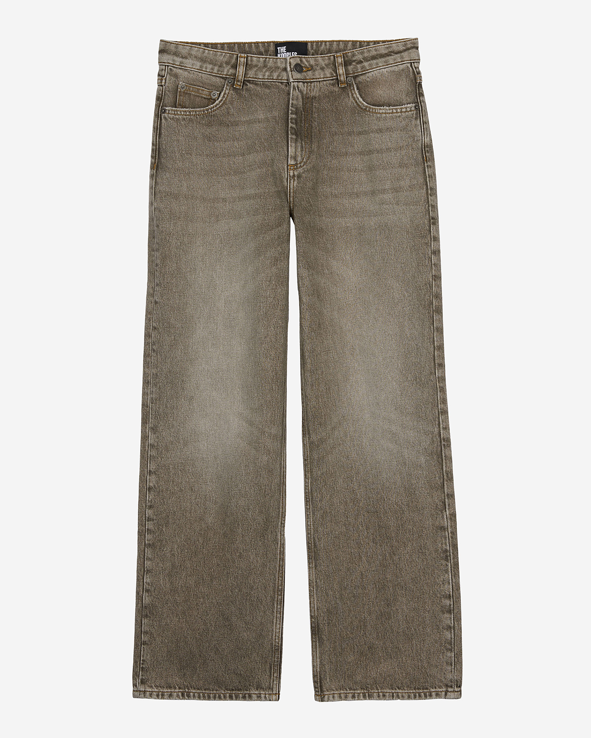 Wide-leg olive jeans