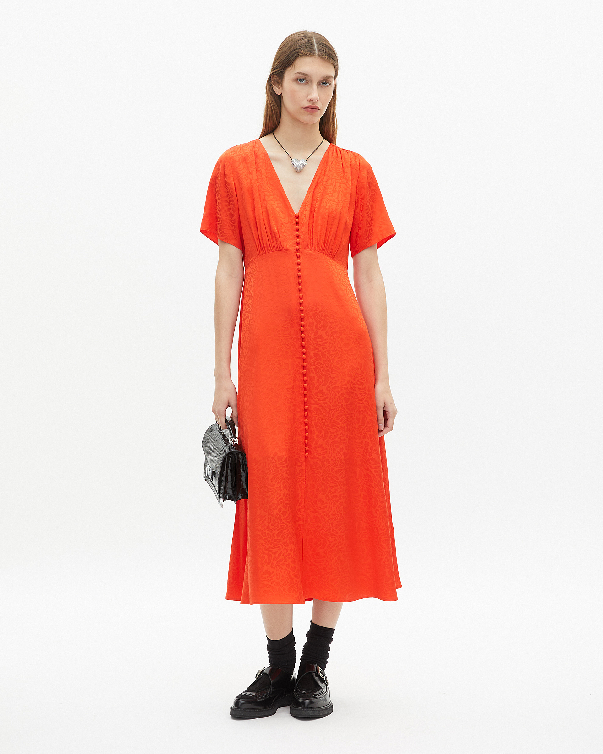 Orange leopard jacquard maxi dress