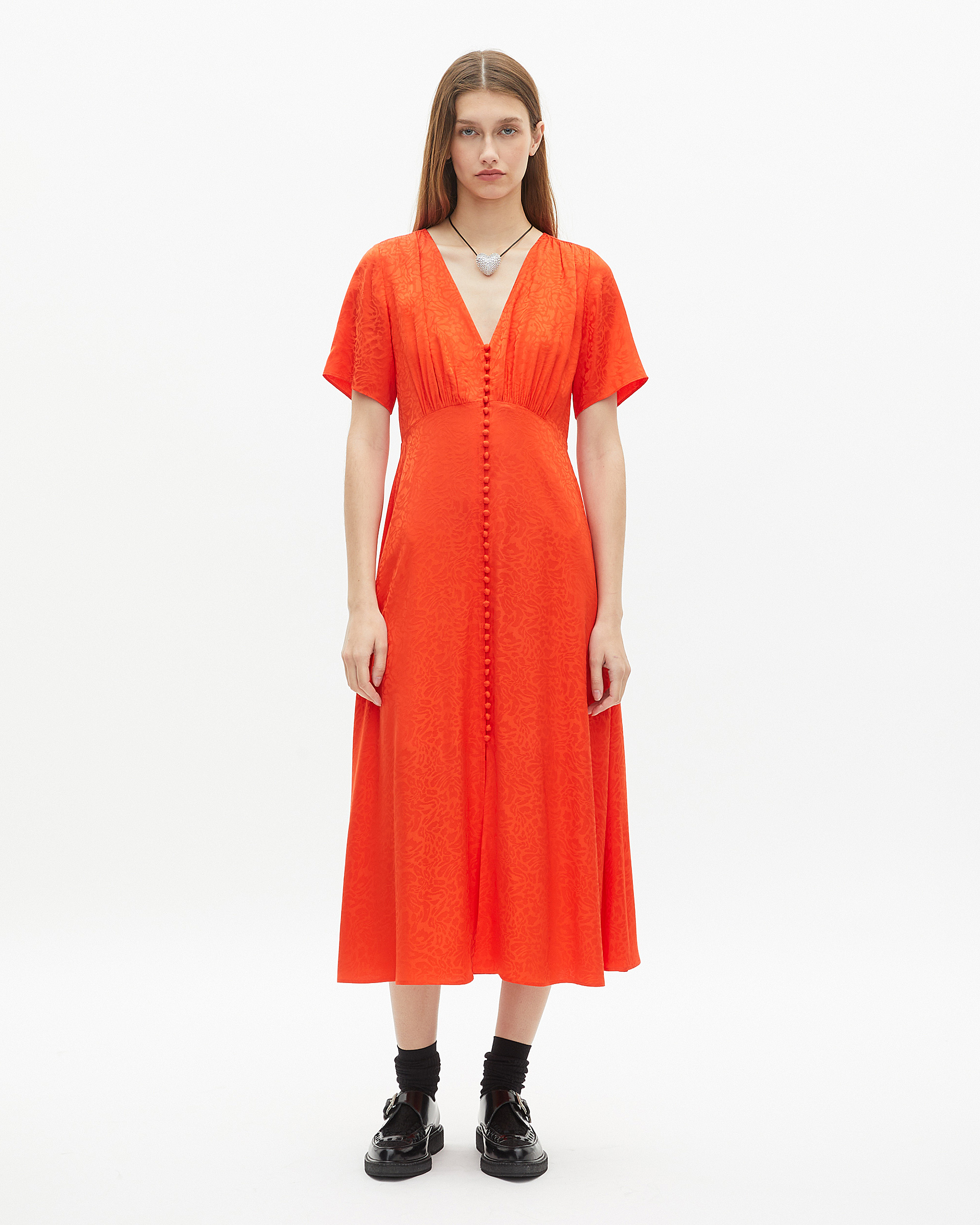 Orange leopard jacquard maxi dress