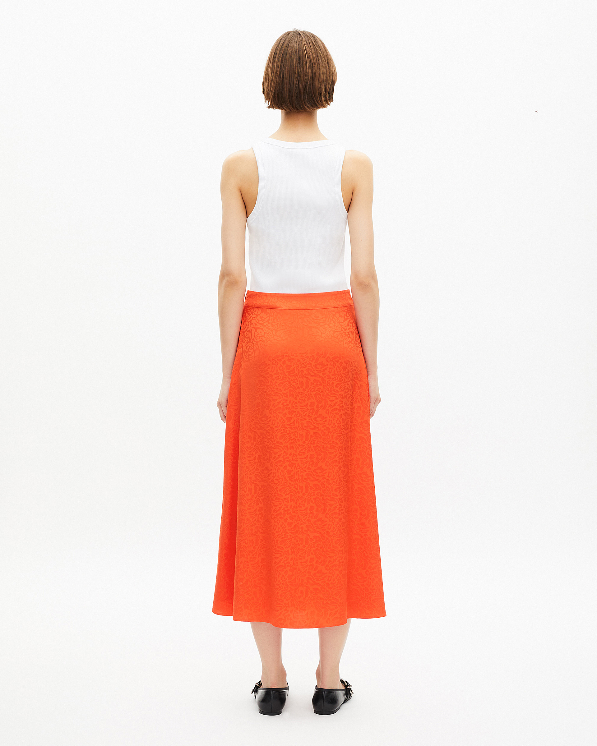 Long skirt in orange jacquard