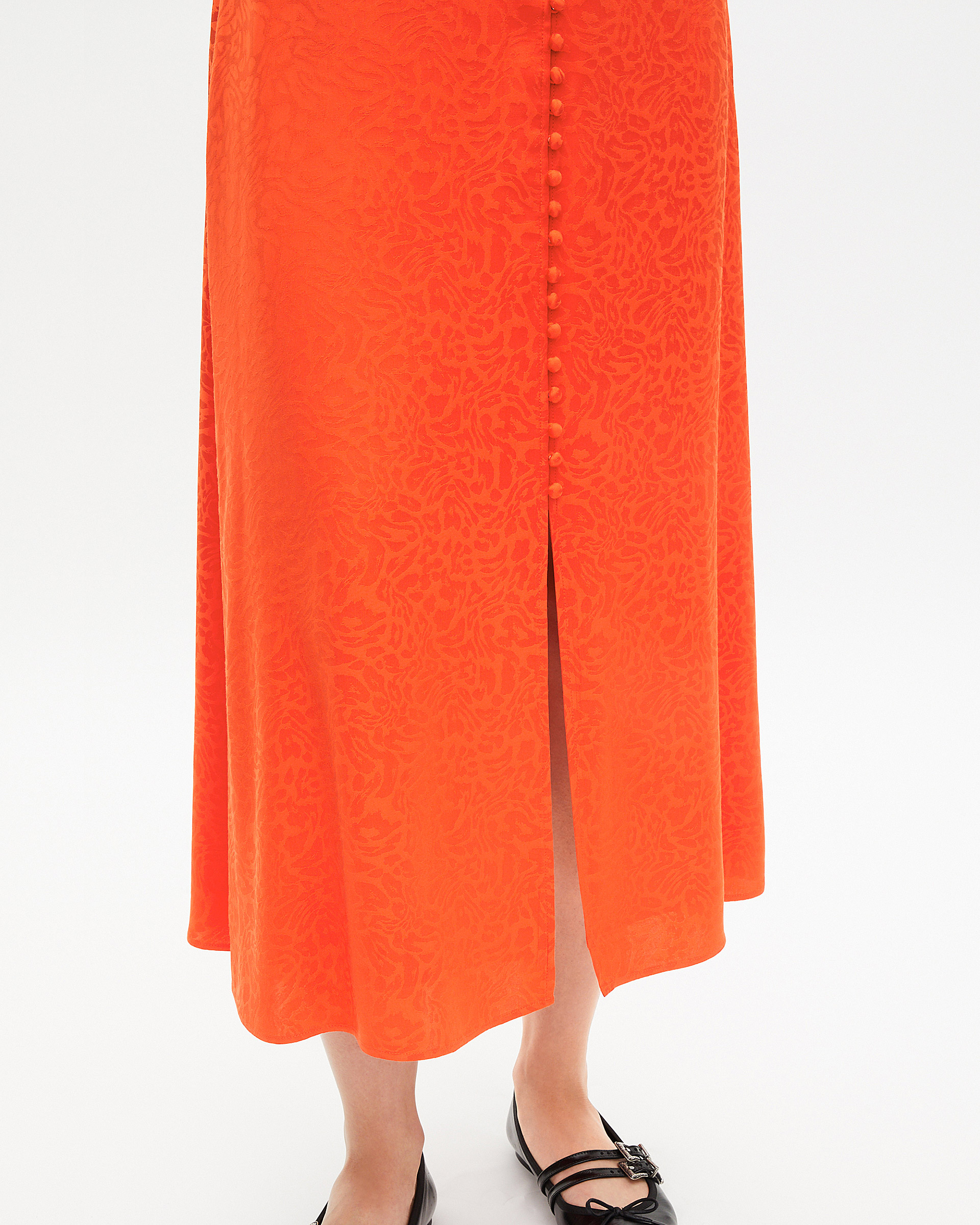 Long skirt in orange jacquard