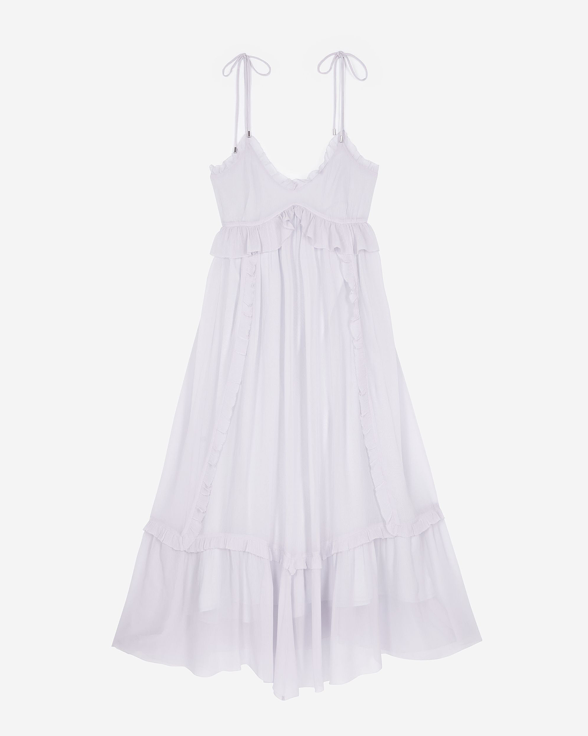 Long dress with lilac ruffles