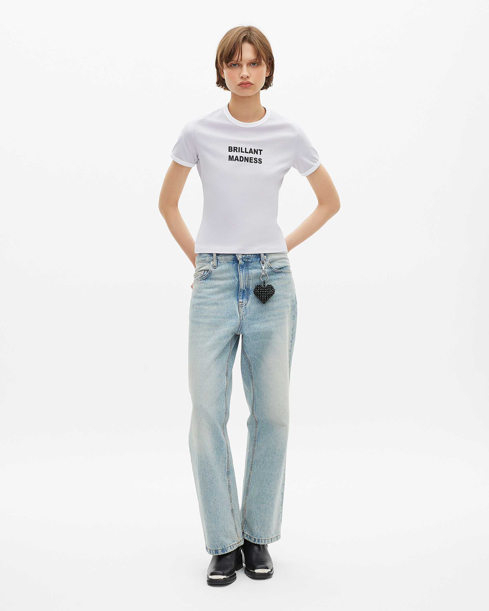 T-shirt with lilac screen print