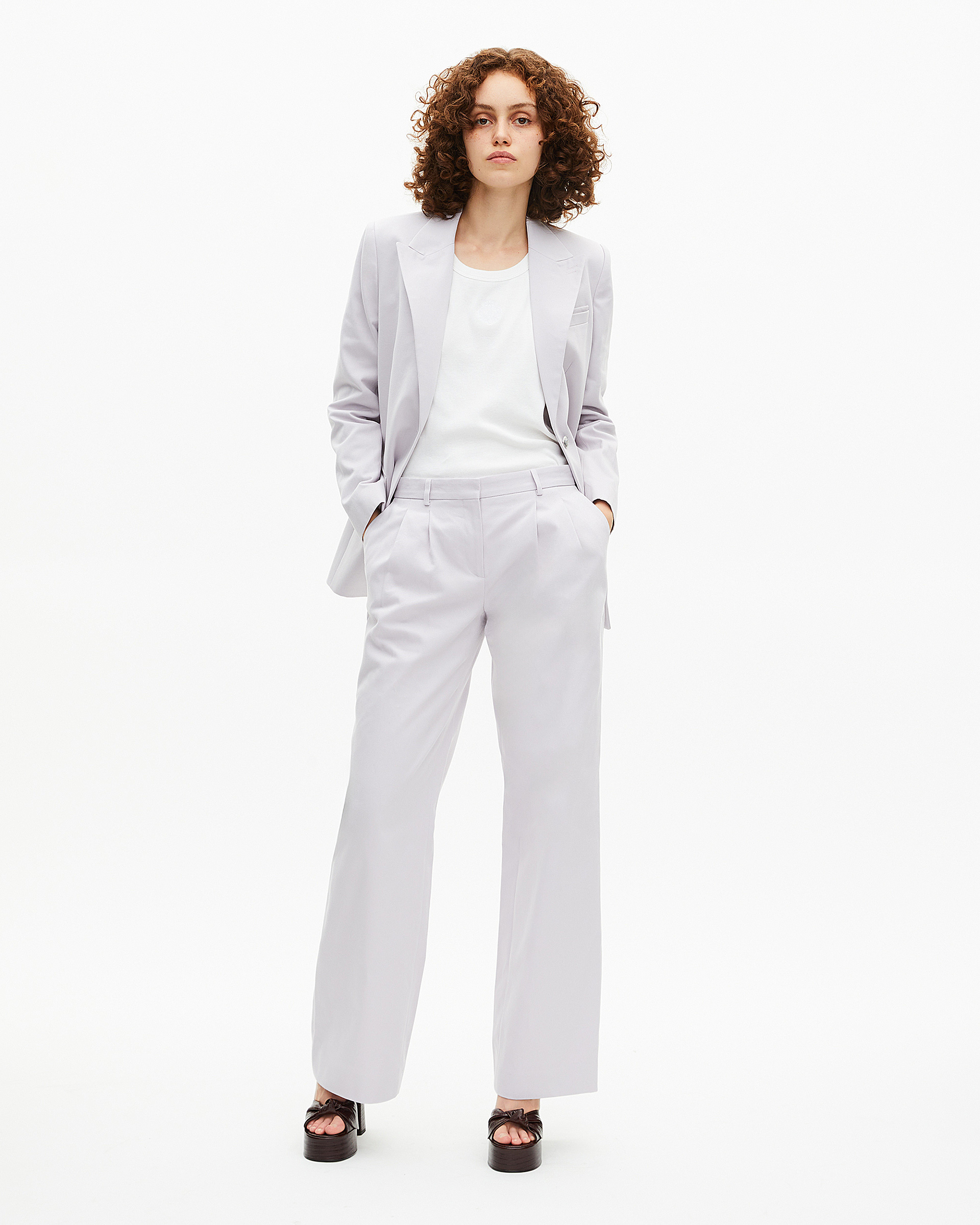Lilac straight-leg tailored pants