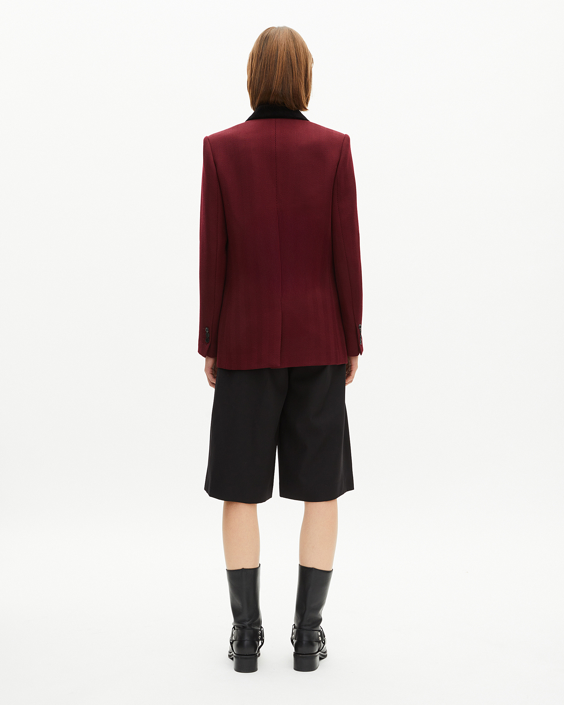 Jacket with burgundy velvet collar