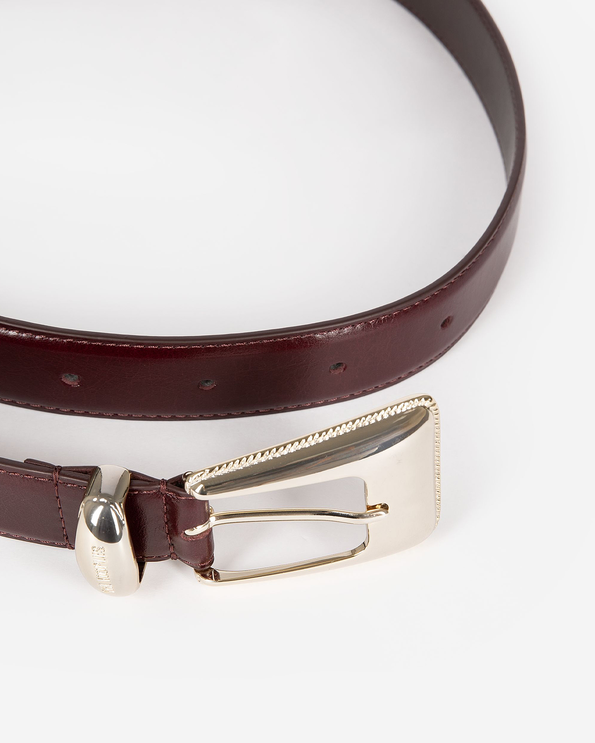 Burgundy leather gold western buckle belt
