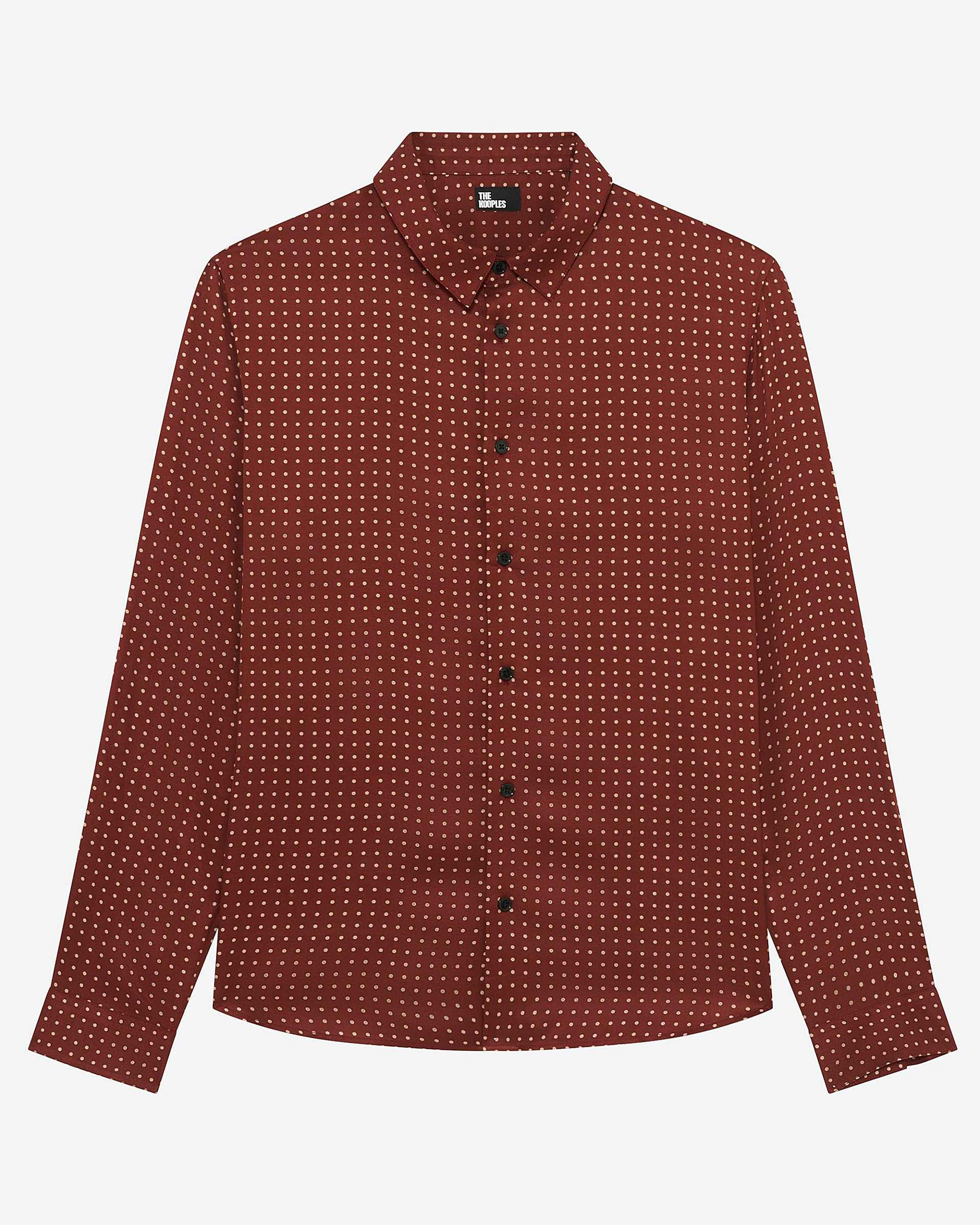 Burgundy polka-dot shirt