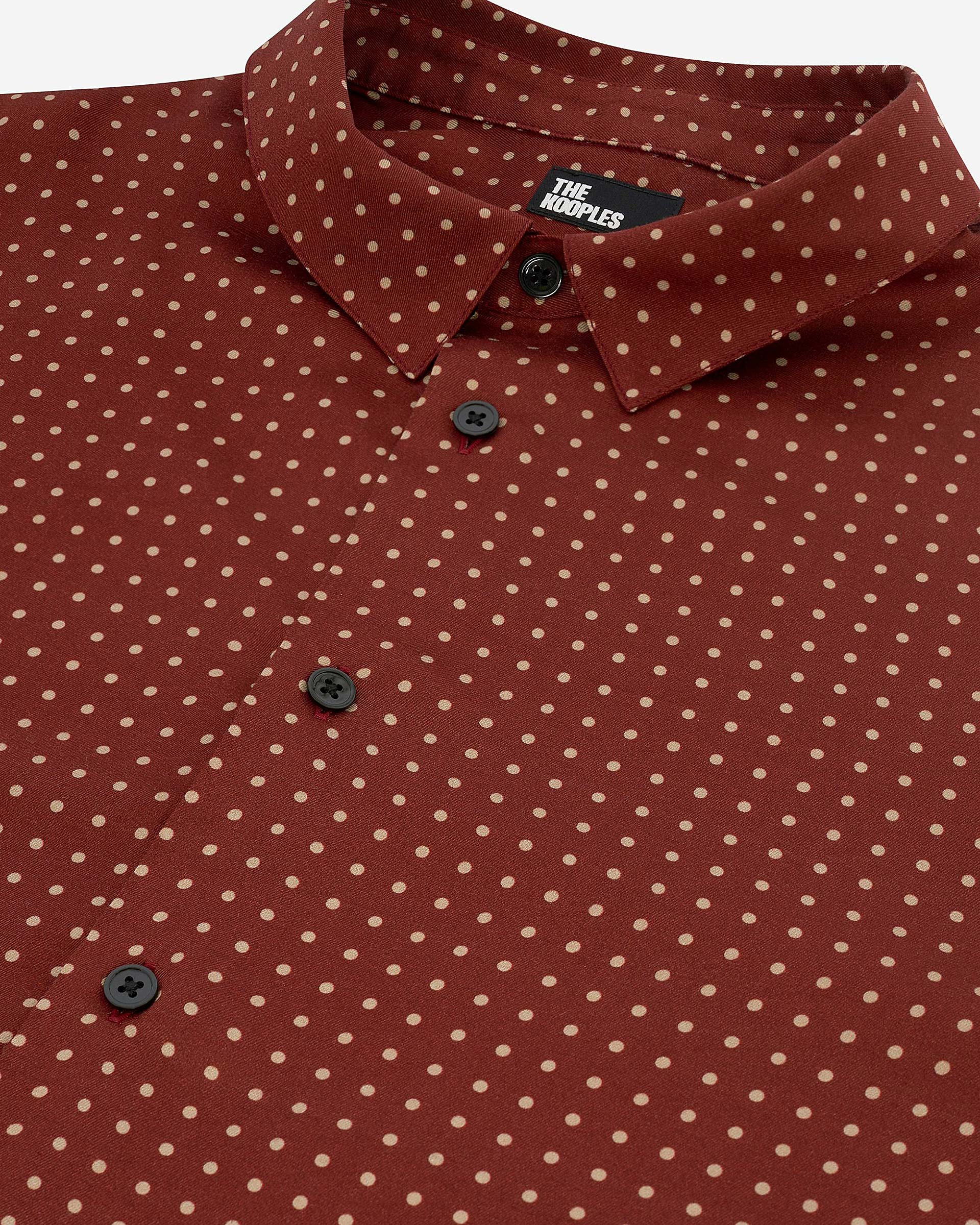 Burgundy polka-dot shirt