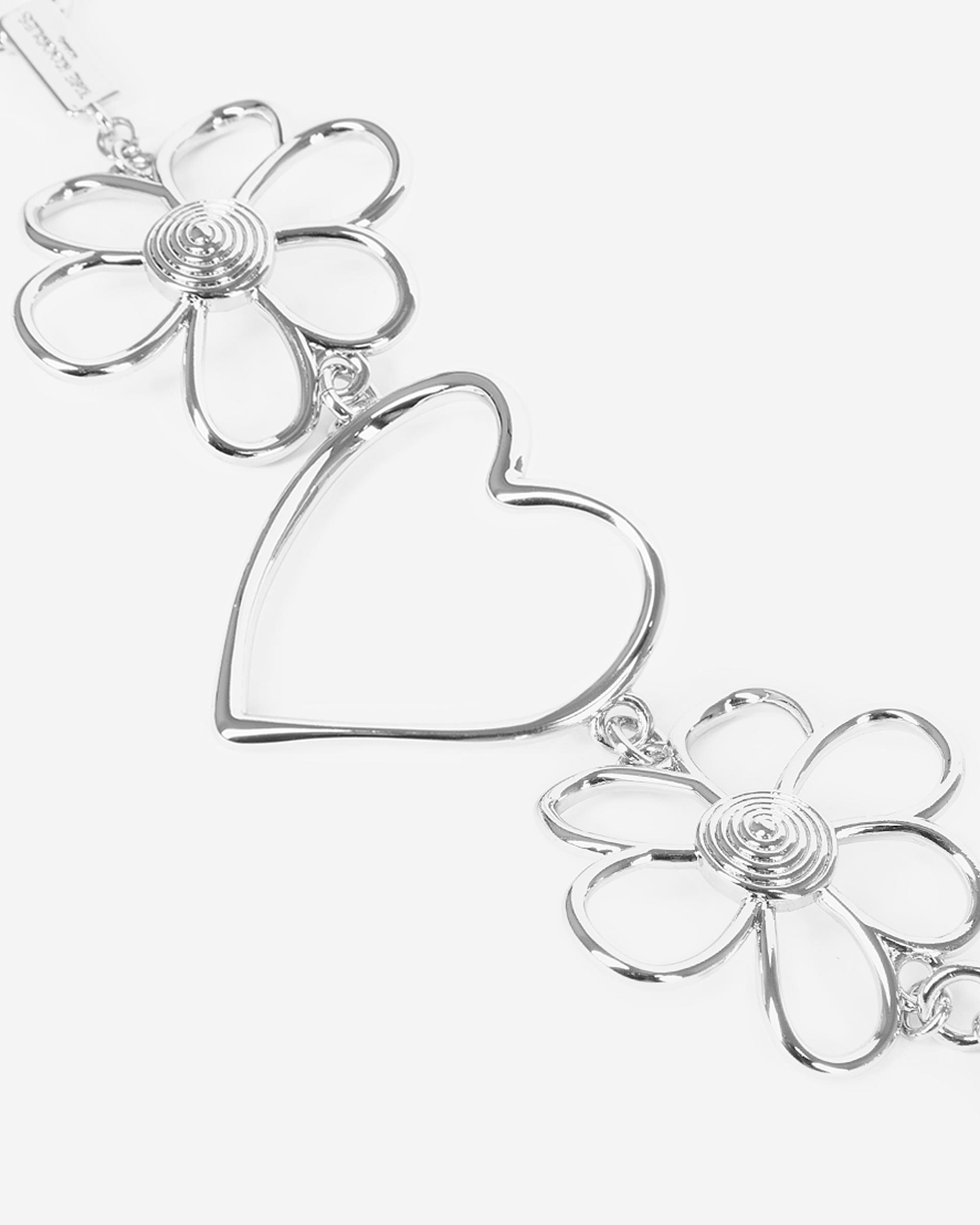 Silver hearts and flowers bracelet