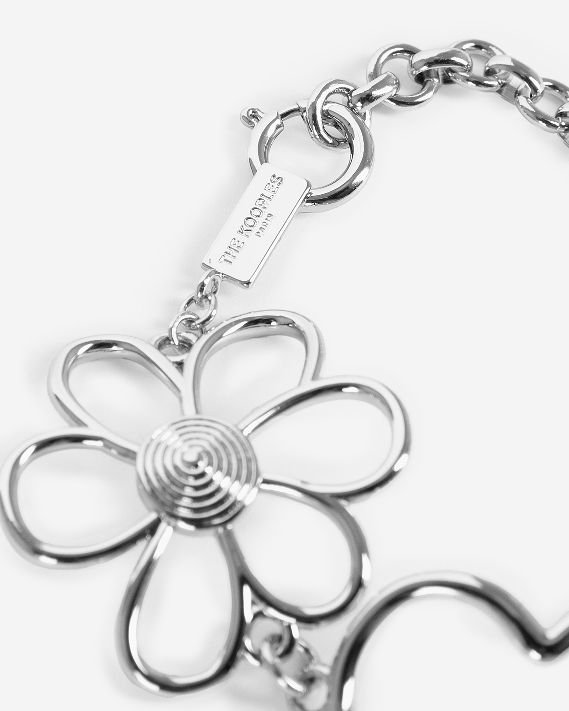 Silver hearts and flowers bracelet