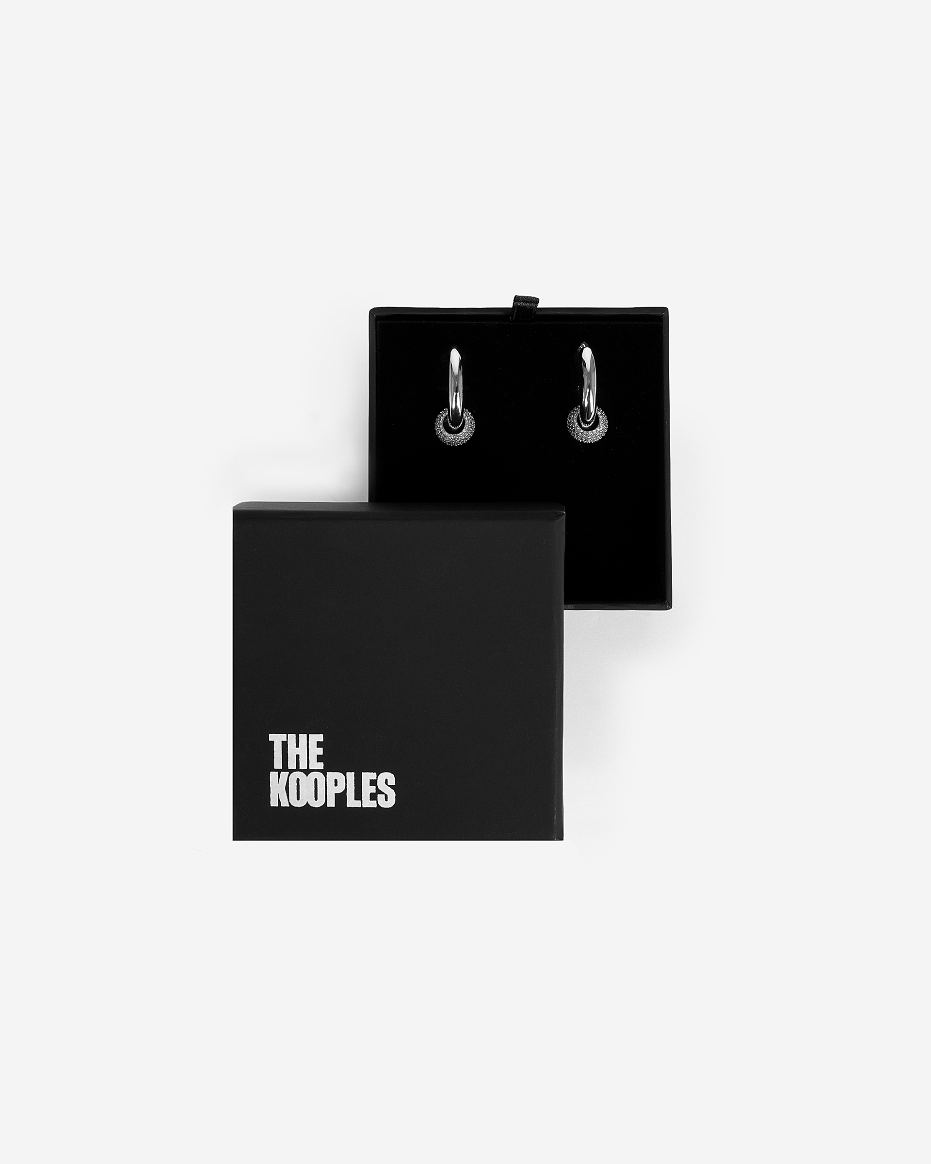 Silver hoop earrings with rhinestones