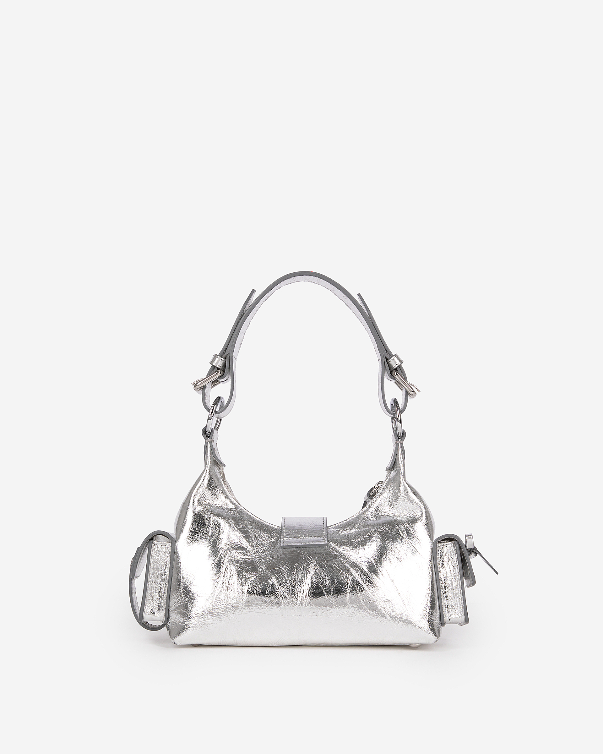 Amelia small bag in silver crackle leather
