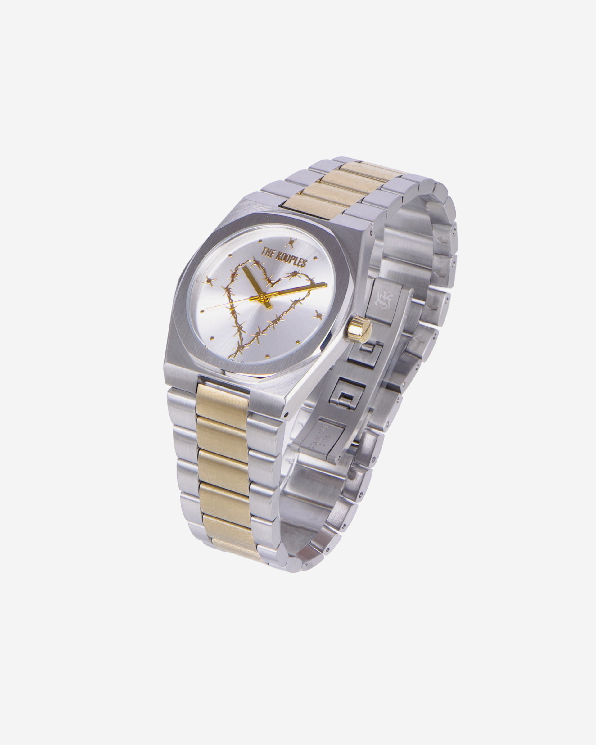 Gold and silver heart watch