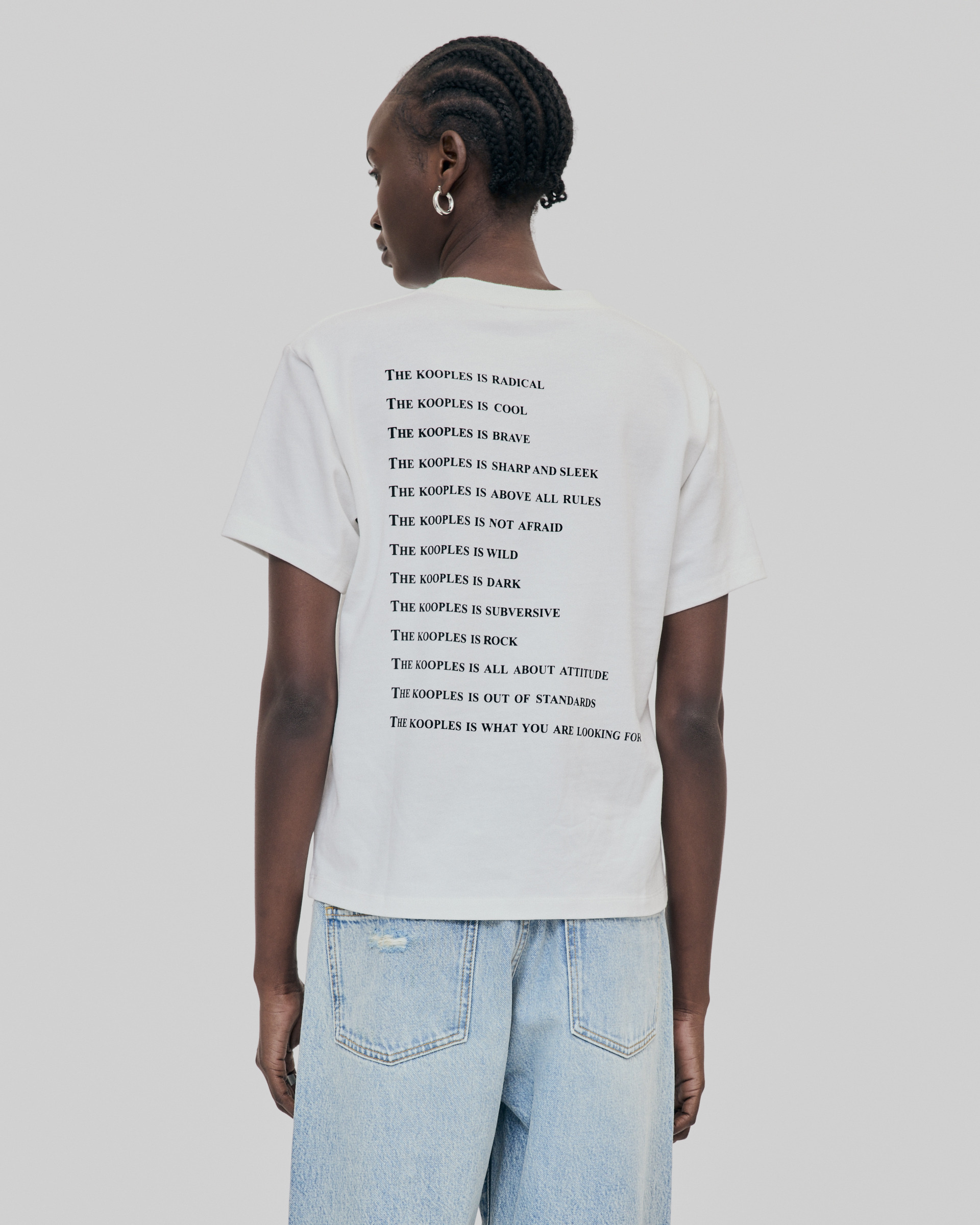 'What Is' T-shirt with white beads