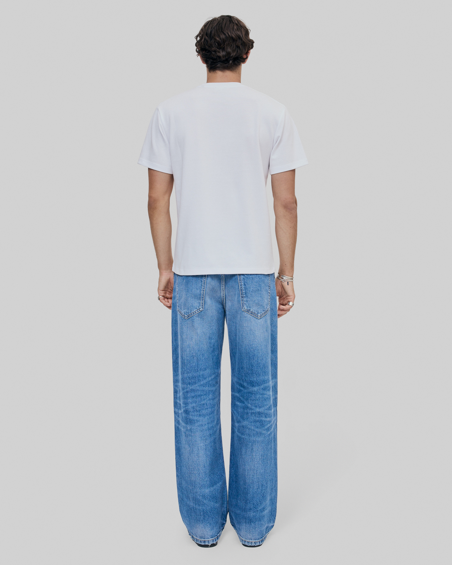 Mixed T-shirt, straight, plain white