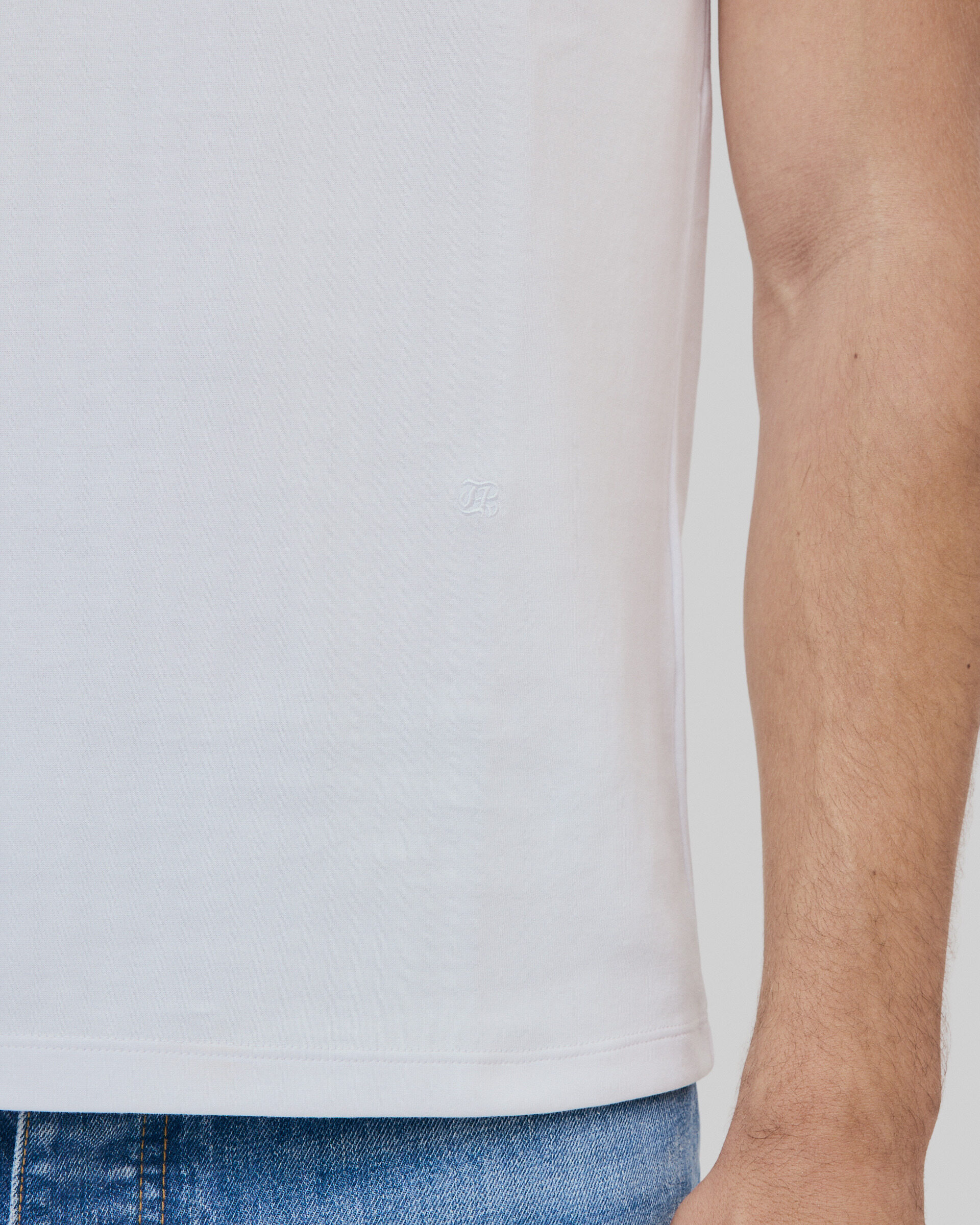 Mixed T-shirt, straight, plain white
