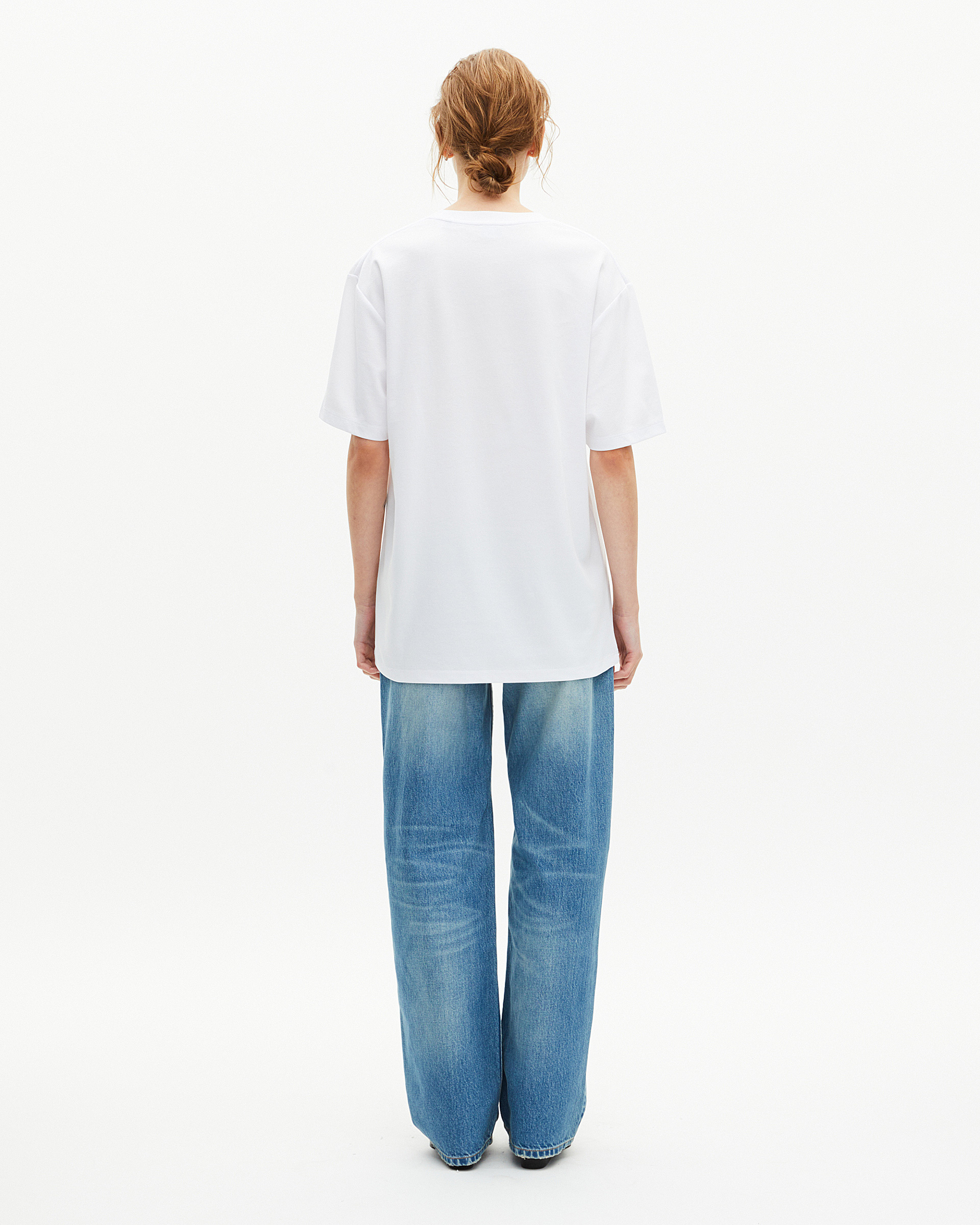 Mixed T-shirt, straight, plain white